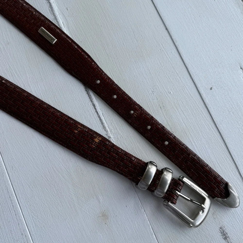 Greg Norman Mens Brown Woven Leather Belt GNS5AB12-214 Size 40/100